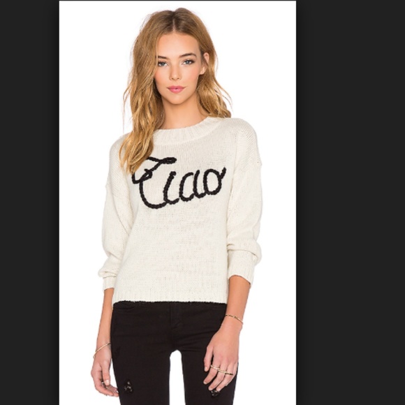 Wildfox Sweaters - WildFox Ciao Bella Knit Long Sleeve Sweater Ivory